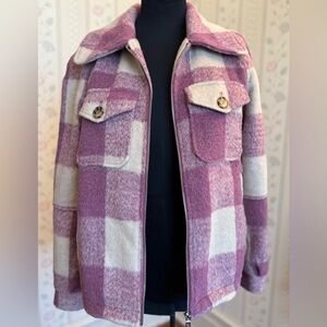 Avec Les Filles Purple and Cream Plaid Jacket